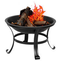 HKM-483603 22in Black Wrought Iron Round Firewood Brazier with Bent Legs