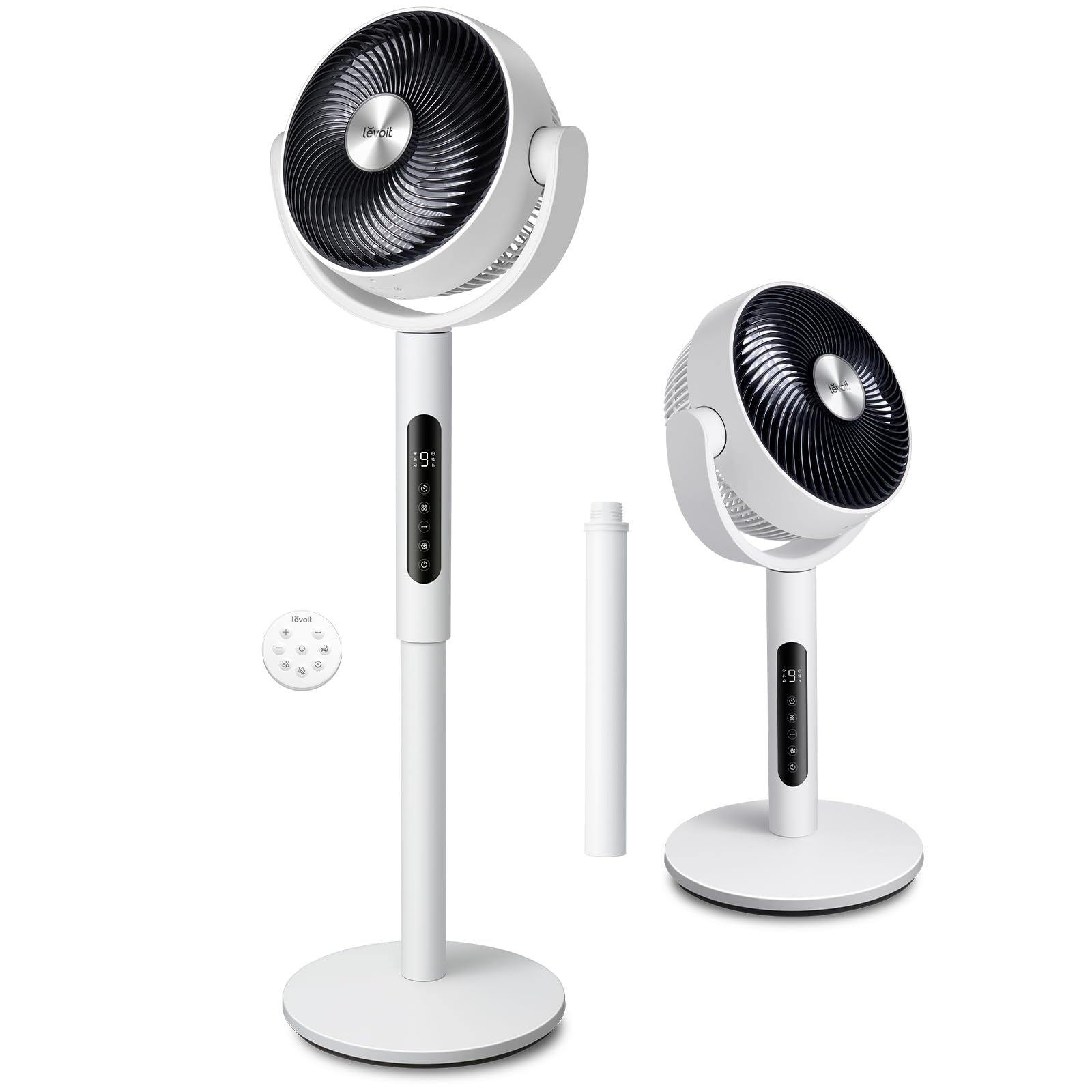HKM-4836691 Quiet Pedestal Fan, 20dB, 1024 CFM Airflow, 90° Oscillation, 5 Speeds, 12H Timer, Remote Control, White
