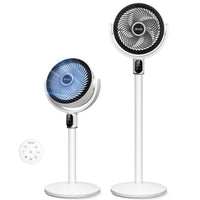 HKM-4836691 Quiet Pedestal Fan, 20dB, 1024 CFM Airflow, 90° Oscillation, 5 Speeds, 12H Timer, Remote Control, White