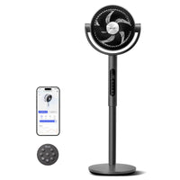 HKM-4836691 Quiet Pedestal Fan, 20dB, 1024 CFM Airflow, 90° Oscillation, 5 Speeds, 12H Timer, Remote Control, White