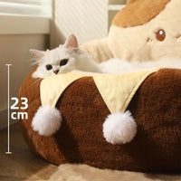 HKM-4837437 Cozy Round Pet Bed for Cats and Dogs - Winter Warm Plush Mattress with Soft Cushioning
