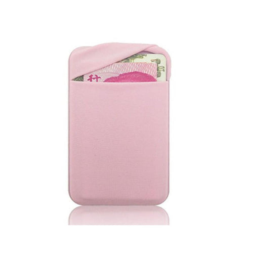 HKM-483795 Lycra Mobile Phone Back Sticker Card Holder - 58x88mm with Strong Adhesive in Green, Pink, Blue, Grey