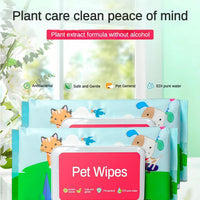 HKM-4838845 Gentle Cleansing Pet Wet Wipes, Hypoallergenic, Fragrance Free, Plant-Based, for Paws, Ears, Fur, and Sensitive Areas
