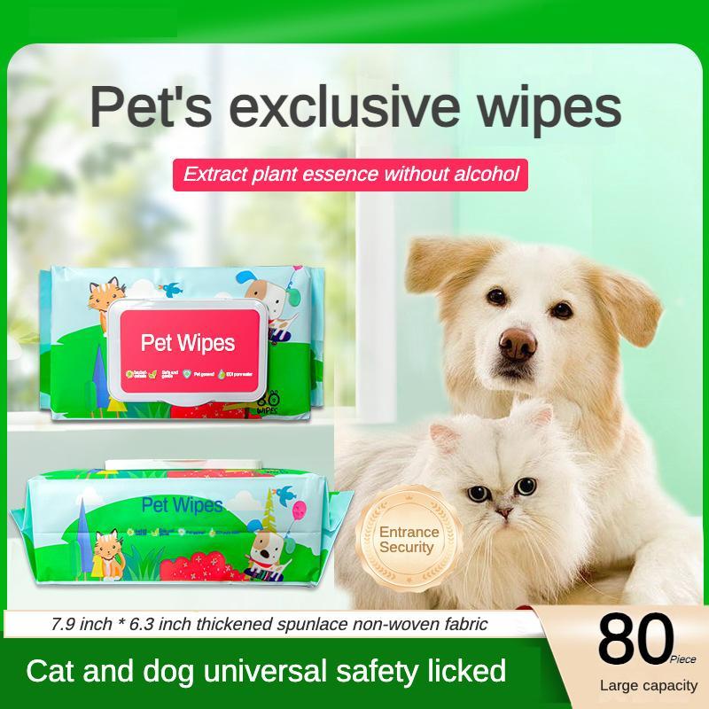 HKM-4838845 Gentle Cleansing Pet Wet Wipes, Hypoallergenic, Fragrance Free, Plant-Based, for Paws, Ears, Fur, and Sensitive Areas