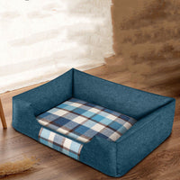 HKM-4839229 Medium and Large Dog Kennel with Checkered Patterns and Warm Stripes for Autumn and Winter