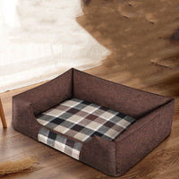 HKM-4839229 Medium and Large Dog Kennel with Checkered Patterns and Warm Stripes for Autumn and Winter