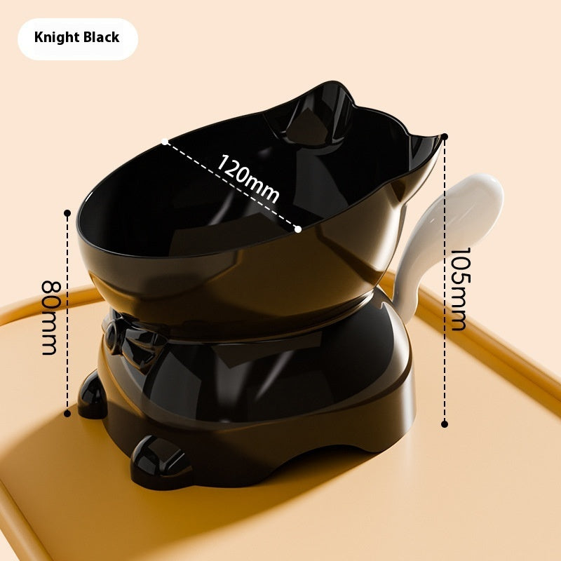 HKM-4839357 Stainless Steel Anti-Fall Oblique Cat Bowl in Black, Yellow, Pink, and Blue