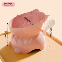 HKM-4839357 Stainless Steel Anti-Fall Oblique Cat Bowl in Black, Yellow, Pink, and Blue