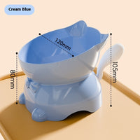 HKM-4839357 Stainless Steel Anti-Fall Oblique Cat Bowl in Black, Yellow, Pink, and Blue