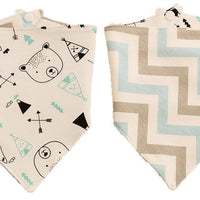 HKM-4839741 Reversible Cotton Triangle Scarf for Babies - Fun Prints Including Dolphins, Pineapples, and Cacti