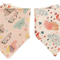 HKM-4839741 Reversible Cotton Triangle Scarf for Babies - Fun Prints Including Dolphins, Pineapples, and Cacti