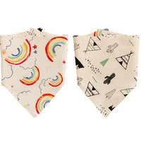 HKM-4839741 Reversible Cotton Triangle Scarf for Babies - Fun Prints Including Dolphins, Pineapples, and Cacti