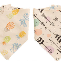 HKM-4839741 Reversible Cotton Triangle Scarf for Babies - Fun Prints Including Dolphins, Pineapples, and Cacti