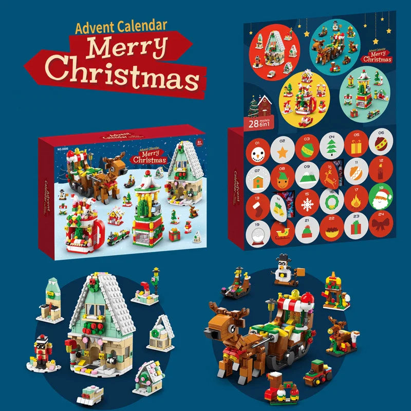 HKM-483987 Christmas Countdown Advent Calendar Building Block Sets - Creative Educational Puzzle Toys