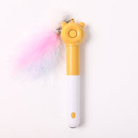 HKM-4839997 Cat Laser Self-Healing Toy Sticks with Feather Bells in Pink, Yellow, and Green for Playful Cats