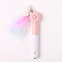 HKM-4839997 Cat Laser Self-Healing Toy Sticks with Feather Bells in Pink, Yellow, and Green for Playful Cats