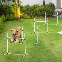 HKM-484051 4-Piece Adjustable Dog Agility Training Kit with Carry Bag and Jump Poles