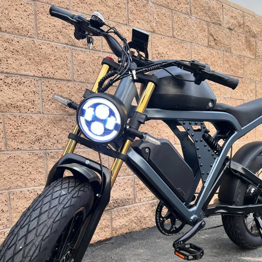 HKM-484115 1500W Electric Mountain Bike with 100KM Range, Full Suspension, 7-Speed Gears, and Fat Tires