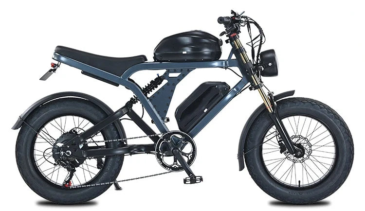 HKM-484115 1500W Electric Mountain Bike with 100KM Range, Full Suspension, 7-Speed Gears, and Fat Tires