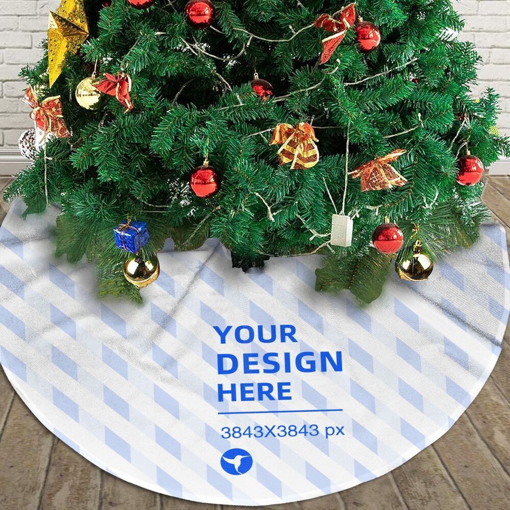 HKM-484179 Durable Flannel Plush Tree Skirt for Festive Home Decor - Soft Polyester Christmas Decoration