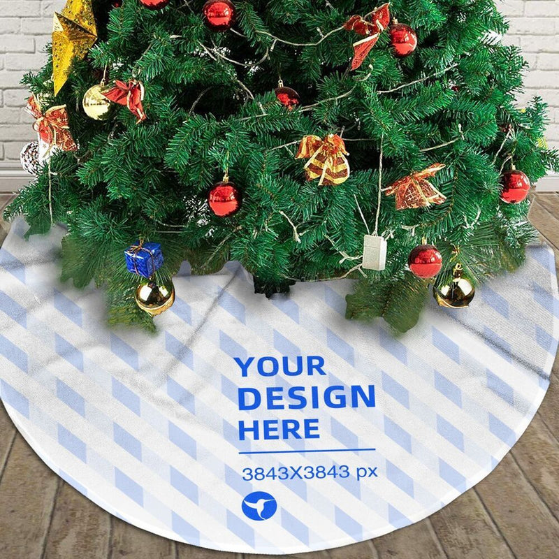HKM-484179 Durable Flannel Plush Tree Skirt for Festive Home Decor - Soft Polyester Christmas Decoration