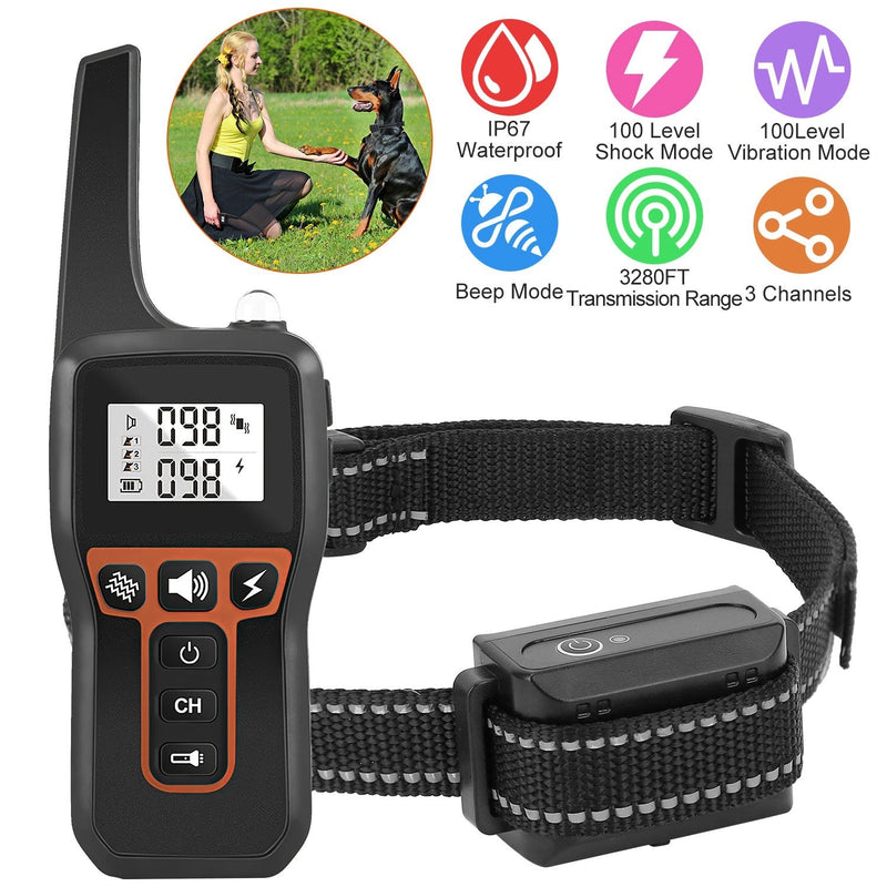 HKM-484243 3280FT Waterproof Dog Training Collar with Beep, Vibration, and Shock Modes