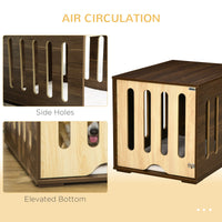 HKM-4842813 Furniture Style Dog Crate End Table with Cushioned Bed and Removable Door Panel for Small to Medium Dogs, Brown