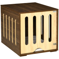 HKM-4842813 Furniture Style Dog Crate End Table with Cushioned Bed and Removable Door Panel for Small to Medium Dogs, Brown