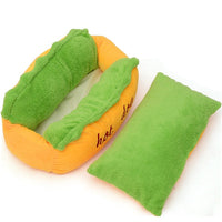 HKM-4843197 Comfortable Hot Dog Shape Pet Kennel with Removable Cushion and Non-Slip Bottom
