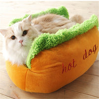 HKM-4843197 Comfortable Hot Dog Shape Pet Kennel with Removable Cushion and Non-Slip Bottom