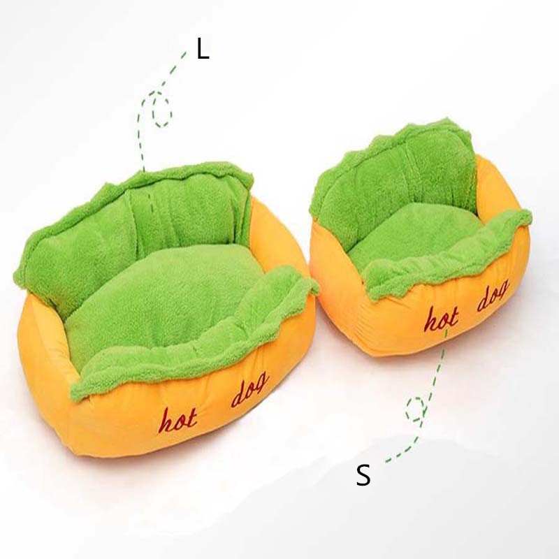 HKM-4843197 Comfortable Hot Dog Shape Pet Kennel with Removable Cushion and Non-Slip Bottom