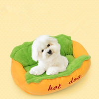 HKM-4843197 Comfortable Hot Dog Shape Pet Kennel with Removable Cushion and Non-Slip Bottom