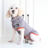 HKM-4843325 Vintage Twist Pet Sweater in Wine Red and Hemp Grey - Casual Polyester Dog Clothes