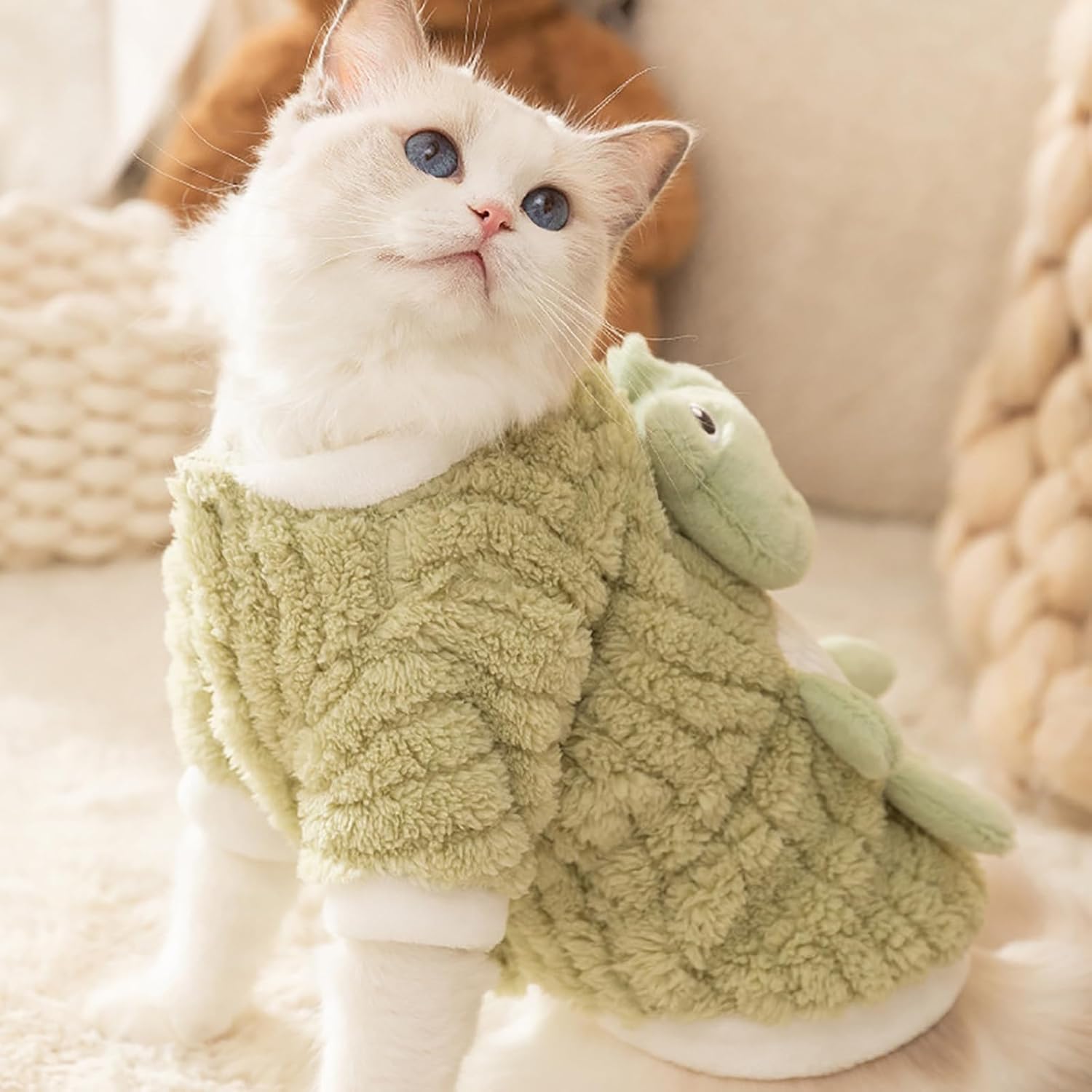 HKM-4843709 Cute 3D Frog Design Plush Dog and Cat Hoodie for Small and Medium Pets