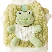 HKM-4843709 Cute 3D Frog Design Plush Dog and Cat Hoodie for Small and Medium Pets
