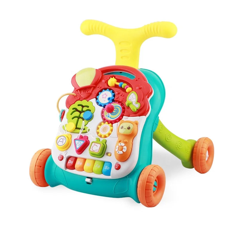 HKM-484371 3 in 1 Baby Learning Walker with Lights and Music for Kids Ages 2-4 in Blue and Pink