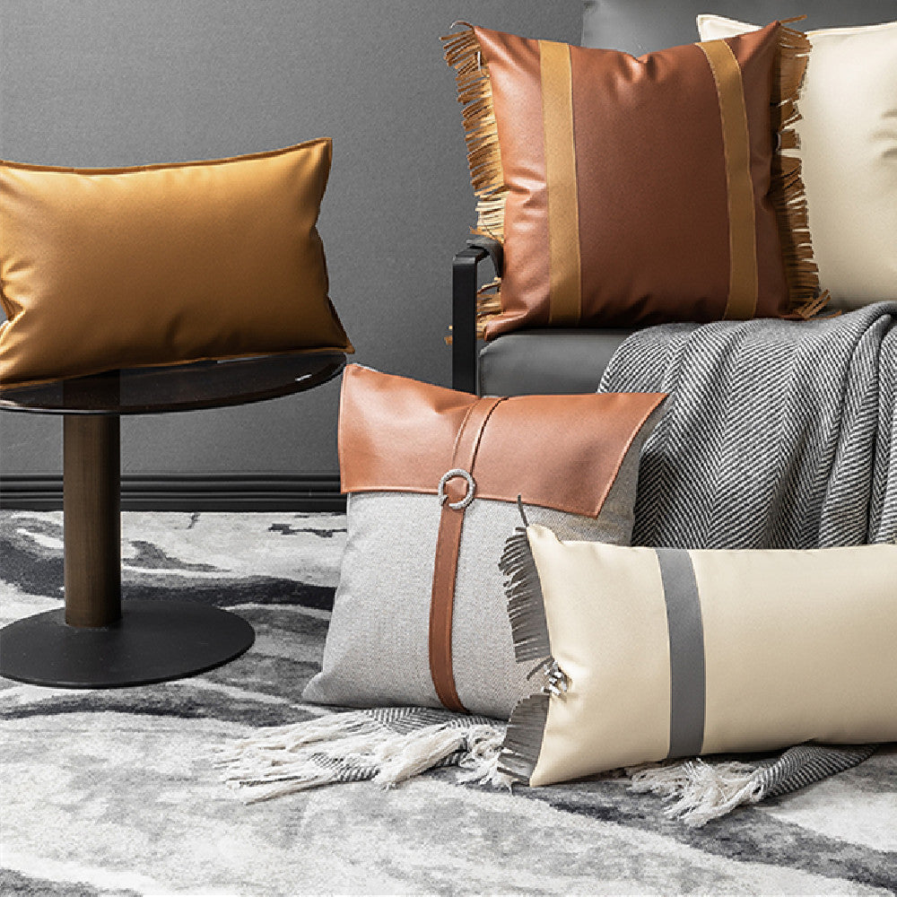 HKM-484371 Light Luxury Leather Pillow Cover for Sofa and Living Room