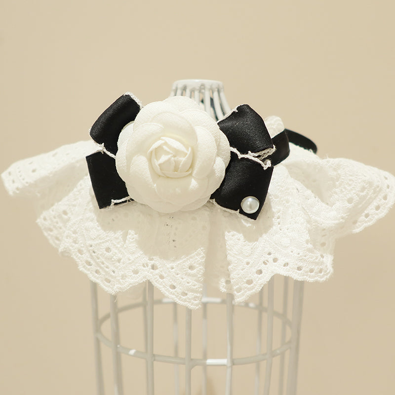 HKM-4845501 Chic Dog Scarf Bow Tie in Lace and Satin with Size Options