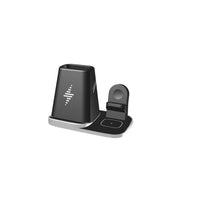 HKM-484627 Four-in-One Wireless Charger for Smartwatch and Headset - Deep Black - Model P9X-S, Compatible with Various Devices, Fast Charging up to 10W