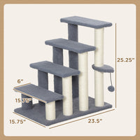 HKM-4848189 4-Level Cat Steps with Scratching Posts for Comfortable Access to Furniture, Gray