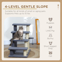 HKM-4848189 4-Level Cat Steps with Scratching Posts for Comfortable Access to Furniture, Gray