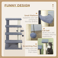 HKM-4848189 4-Level Cat Steps with Scratching Posts for Comfortable Access to Furniture, Gray