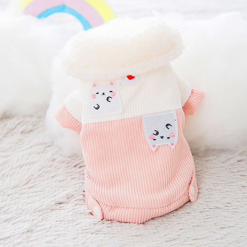HKM-4849341 Cute Cartoon Pet Cotton Corduroy & Lamb Wool Jacket - Various Sizes Available