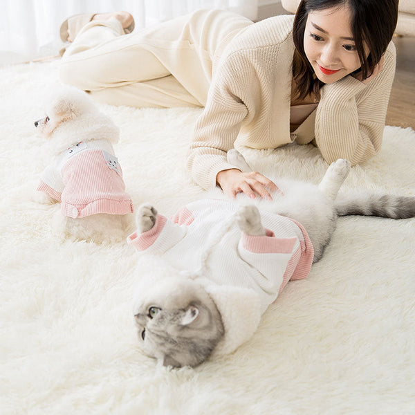 HKM-4849341 Cute Cartoon Pet Cotton Corduroy & Lamb Wool Jacket - Various Sizes Available