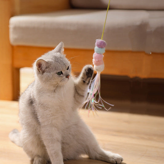 HKM-4849725 Funny Cat Stick with Elastic Rope and Self-healing Plush Toys - 165cm Length, Multiple Color Options