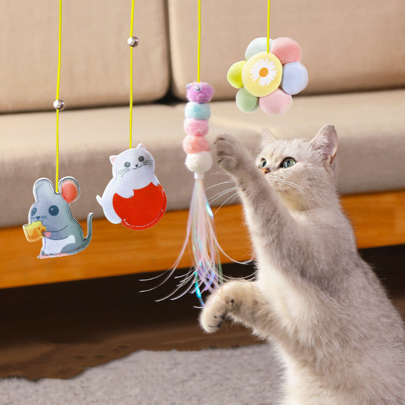 HKM-4849725 Funny Cat Stick with Elastic Rope and Self-healing Plush Toys - 165cm Length, Multiple Color Options