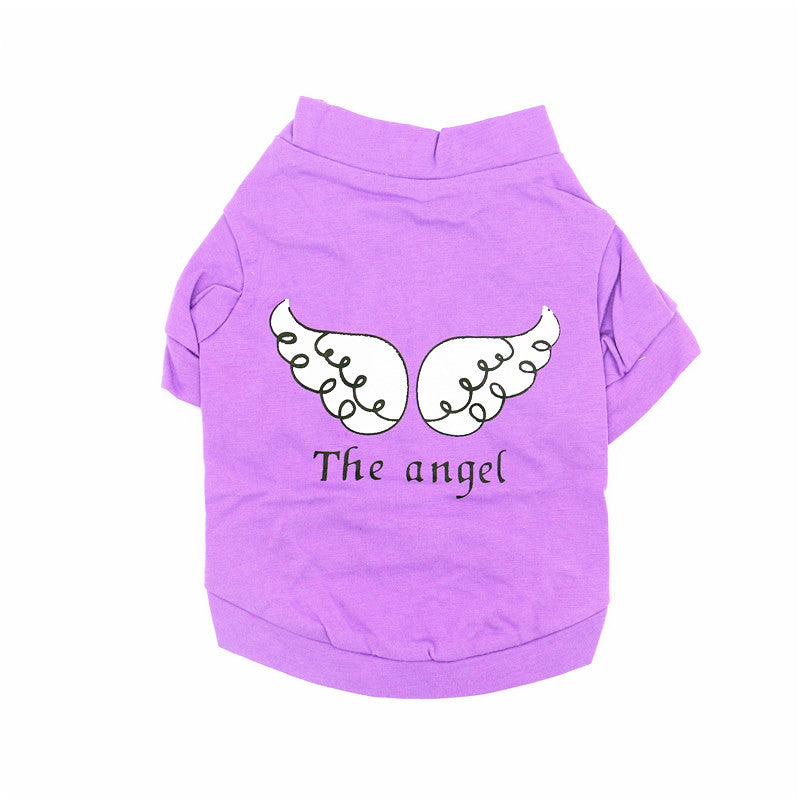 HKM-4850493 Casual Cotton Dog T-Shirt with Short Sleeves in Purple, Rose Red, and Dark Blue