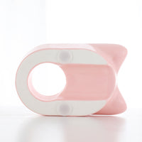 HKM-4850749 Pet Non-Wet Mouth Water Dispenser for Cats and Dogs - Ceramic Base with High Borosilicate Glass, Pink, Green, White