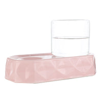 HKM-4850749 Pet Non-Wet Mouth Water Dispenser for Cats and Dogs - Ceramic Base with High Borosilicate Glass, Pink, Green, White