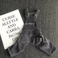 HKM-4851261 Pet Corduroy Overalls for Dogs - Casual Style in Coffee Gray and Yellow, Available in Sizes XS to XXL